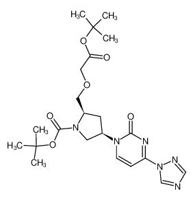 (2R,4R)-2-tert-Butoxycarbonylmethoxymethyl-4-(2-oxo-4-[1,2,4]triazol-1-yl-2H-pyrimidin-1-yl)-pyrrolidine-1-carboxylic acid tert-butyl ester_289495-45-0