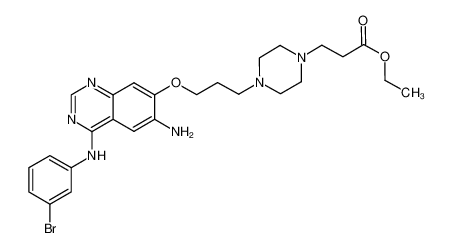 6-amino-4-[(3-bromophenyl)amino]-7-(3-{4-[2-(ethoxycarbonyl)ethyl]-piperazin-1-yl}propyloxy)-quinazoline_289700-75-0