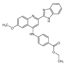 4-[2-(1H-benzoimidazol-2-yl)-6-methoxy-quinolin-4-ylamino]-benzoic acid ethyl ester_28992-66-7