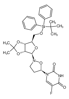 1-{(R)-2-[(3aR,4R,6R,6aR)-6-(tert-Butyl-diphenyl-silanyloxymethyl)-2,2-dimethyl-tetrahydro-furo[3,4-d][1,3]dioxol-4-yl]-isoxazolidin-5-yl}-5-fluoro-1H-pyrimidine-2,4-dione_290293-16-2