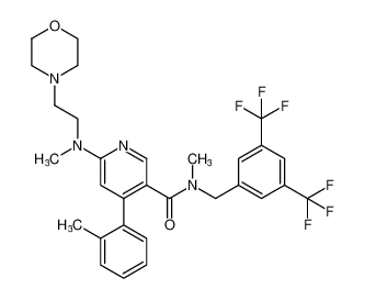 3-Pyridinecarboxamide,N-[[3,5-bis(trifluoromethyl)phenyl]methyl]-N-methyl-6-[methyl[2-(4-morpholinyl)ethyl]amino]-4-(2-methylphenyl)-_290296-88-7