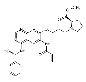 4-[(R)-(1-phenyl-ethyl)amino]-7-{3-[(R)-2-(methoxycarbonyl)-pyrrolidin-1-yl]-propyloxy}-6-[(vinylcarbonyl)amino]-quinazoline_290301-70-1