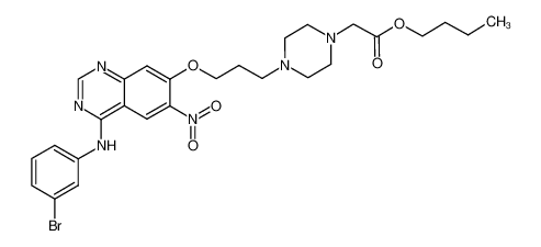 4-[(3-bromophenyl)amino]-7-(3-{4-[(butyloxycarbonyl)methyl]-piperazin-1-yl}propyloxy)-6-nitro-quinazoline_290303-46-7
