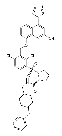 1-[[2,4-Dichloro-3-[[[4-(1H-imidazol-1-yl)-2-methyl-8-quinolinyl]oxy]methyl]-phenyl]sulphonyl]-N-[[1-(3-pyridinylmethyl)-4-piperidinyl]methyl]-2(S)-pyrrolidinecarboxamide_290343-66-7