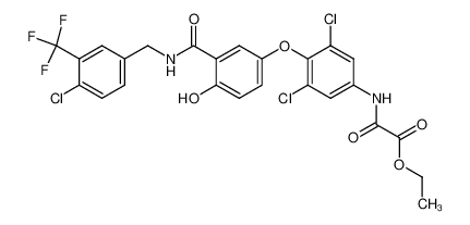 N-{3,5-dichloro-4-[3-(4-chloro-3-trifluoromethyl-benzylcarbamoyl)-4-hydroxy-phenoxy]-phenyl}-oxamic acid ethyl ester_290350-99-1