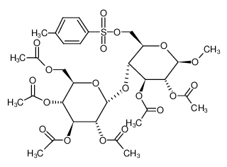 Acetic acid (2R,3R,4S,5R,6R)-3-acetoxy-2-methoxy-6-(toluene-4-sulfonyloxymethyl)-5-((2R,3R,4S,5R,6R)-3,4,5-triacetoxy-6-acetoxymethyl-tetrahydro-pyran-2-yloxy)-tetrahydro-pyran-4-yl ester_29127-06-8
