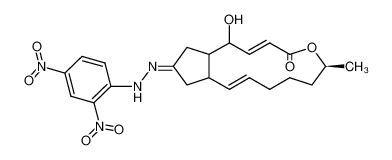(5E,13E)-(S)-2-[(2,4-Dinitro-phenyl)-hydrazono]-4-hydroxy-9-methyl-1,2,3,3a,4,9,10,11,12,14a-decahydro-8-oxa-cyclopentacyclotridecen-7-one_29129-40-6