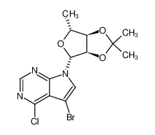 4-chloro-5-bromo-7-(5-deoxy-2,3-O-isopropylidene-β-D-ribofuranosyl)pyrrolo[2,3-d]pyrimidine_291535-39-2