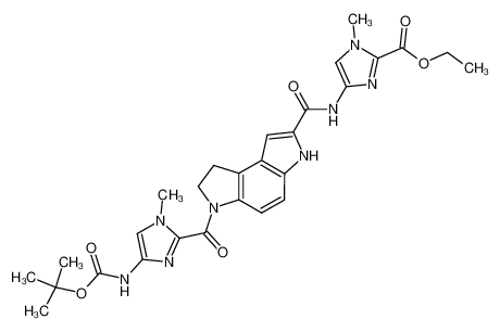 4-{[6-(4-tert-Butoxycarbonylamino-1-methyl-1H-imidazole-2-carbonyl)-3,6,7,8-tetrahydro-pyrrolo[3,2-e]indole-2-carbonyl]-amino}-1-methyl-1H-imidazole-2-carboxylic acid ethyl ester_292069-52-4