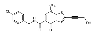 N-(4-chlorobenzyl)-2-(3-hydroxy-1-propynyl)-7-methyl-4-oxo-4,7-dihydrothieno[2,3-b]pyridine-5-carboxamide_292143-92-1