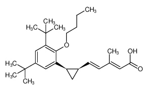 rel-(2E,4E)-5-((1R,2R)-2-(2-butoxy-3,5-di-tert-butylphenyl)cyclopropyl)-3-methylpenta-2,4-dienoic acid_292166-89-3