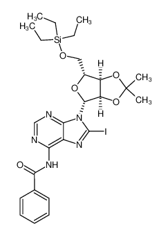 N6-benzoyl-8-iodo-2',3'-O-isopropylidene-5'-O-(triethylsilyl)adenosine_292642-46-7