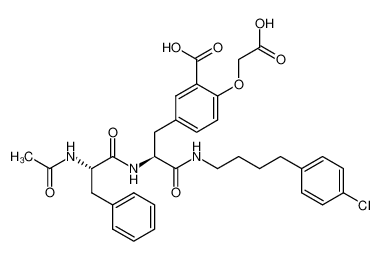 5-((S)-2-((S)-2-acetamido-3-phenylpropanamido)-3-((4-(4-chlorophenyl)butyl)amino)-3-oxopropyl)-2-(carboxymethoxy)benzoic acid_292833-94-4