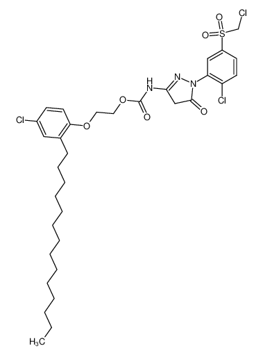 [1-(2-chloro-5-chloromethanesulfonyl-phenyl)-5-oxo-2,5-dihydro-pyrazol-3-yl]-carbamic acid 2-(4-chloro-2-tetradecyl-phenoxy)-ethyl ester_29330-22-1