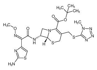 tert-butyl (6R,7R)-7-((Z)-2-(2-aminothiazol-4-yl)-2-(methoxyimino)acetamido)-3-(((1-methyl-1H-tetrazol-5-yl)thio)methyl)-5-thia-1-azabicyclo[4.2.0]oct-2-ene-2-carboxylate_293311-37-2