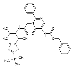 N-(1-(2-t-butyl-1,3,4-oxadiazol-5-yl)hydroxymetyl-2-methylpropyl)-2-(5-benzyloxycarbonylamino-6-oxo-2-phenyl-1,6-dihydropyrimidin-1-yl)acetamide_293329-68-7
