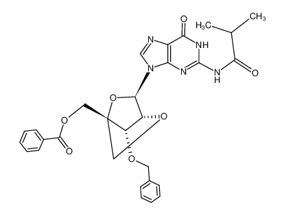 (1R,3R,4R,7S)-7-benzyloxy-1-benzoyloxymethyl-3-(2-N-isobutyrylguanin-9-yl)-2,5-dioxabicyclo[2.2.1]heptane_293751-11-8