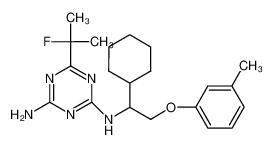 N2-(1-cyclohexyl-2-(m-tolyloxy)ethyl)-6-(2-fluoropropan-2-yl)-1,3,5-triazine-2,4-diamine_294173-68-5