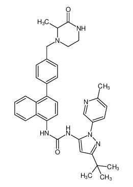 Urea,N-[3-(1,1-dimethylethyl)-1-(6-methyl-3-pyridinyl)-1H-pyrazol-5-yl]-N'-[4-[4-[(2-methyl-3-oxo-1-piperazinyl)methyl]phenyl]-1-naphthalenyl]-_294849-06-2