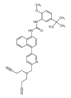 1-[4-(6-{[Bis-(2-cyano-ethyl)-amino]-methyl}-pyridin-3-yl)-naphthalen-1-yl]-3-(5-tert-butyl-2-methoxy-phenyl)-urea_294851-22-2