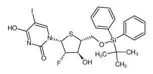 1-[(2R,3S,4S,5R)-5-(tert-Butyl-diphenyl-silanyloxymethyl)-3-fluoro-4-hydroxy-tetrahydro-thiophen-2-yl]-4-hydroxy-5-iodo-1H-pyrimidin-2-one_294867-78-0