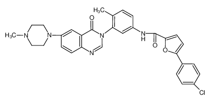 5-(4-chlorophenyl)-N-(4-methyl-3-(6-(4-methylpiperazin-1-yl)-4-oxoquinazolin-3(4H)-yl)phenyl)furan-2-carboxamide_295310-94-0