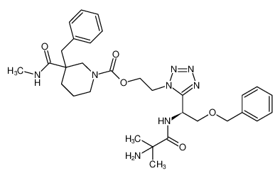 2-(5-((S)-1-(2-amino-2-methylpropanamido)-2-(benzyloxy)ethyl)-1H-tetrazol-1-yl)ethyl 3-benzyl-3-(methylcarbamoyl)piperidine-1-carboxylate_295336-36-6