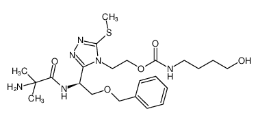 (S)-2-(3-(1-(2-amino-2-methylpropanamido)-2-(benzyloxy)ethyl)-5-(methylthio)-4H-1,2,4-triazol-4-yl)ethyl (4-hydroxybutyl)carbamate_295337-36-9