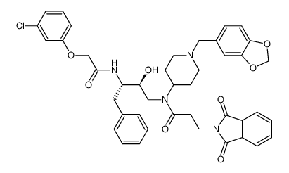 N-(1-(benzo[d][1,3]dioxol-5-ylmethyl)piperidin-4-yl)-N-((2S,3S)-3-(2-(3-chlorophenoxy)acetamido)-2-hydroxy-4-phenylbutyl)-3-(1,3-dioxoisoindolin-2-yl)propanamide_296780-84-2