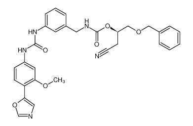 (R)-1-(benzyloxy)-3-cyanopropan-2-yl (3-(3-(3-methoxy-4-(oxazol-5-yl)phenyl)ureido)benzyl)carbamate_297728-66-6