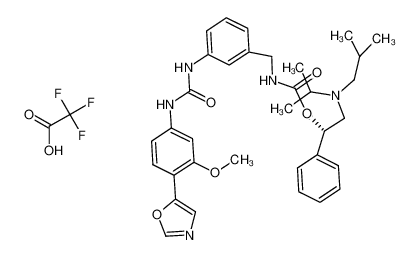 (S)-2-(isobutyl(isopropyl)amino)-1-phenylethyl (3-(3-(3-methoxy-4-(oxazol-5-yl)phenyl)ureido)benzyl)carbamate 2,2,2-trifluoroacetate_297729-20-5