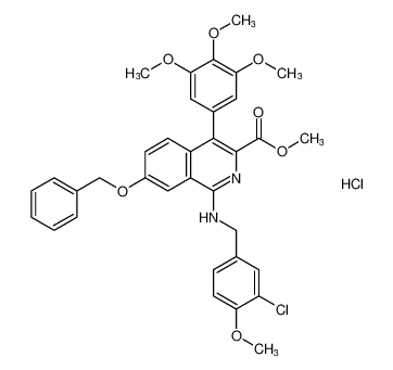 3-Isoquinolinecarboxylic acid,1-[[(3-chloro-4-methoxyphenyl)methyl]amino]-7-(phenylmethoxy)-4-(3,4,5-trimethoxyphenyl)-, methyl ester, monohydrochloride_299168-84-6
