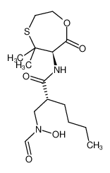 (R)-N-((R)-5,5-dimethyl-7-oxo-1,4-oxathiepan-6-yl)-2-((N-hydroxyformamido)methyl)hexanamide_299215-28-4