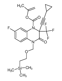 2-Cyclopropylethynyl-7-fluoro-3-oxo-2-trifluoromethyl-4-(2-trimethylsilanyl-ethoxymethyl)-3,4-dihydro-2H-quinoxaline-1-carboxylic acid isopropenyl ester_299434-94-9