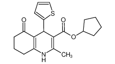 cyclopentyl 2-methyl-5-oxo-4-(2-thienyl)-1,4,6,7,8-pentahydroquinoline-3-carboxylate_299453-11-5