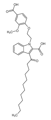 1-[2-(4-Carboxy-2-methoxy-phenoxy)-ethyl]-3-dodecanoyl-1H-indole-2-carboxylic acid_386213-13-4