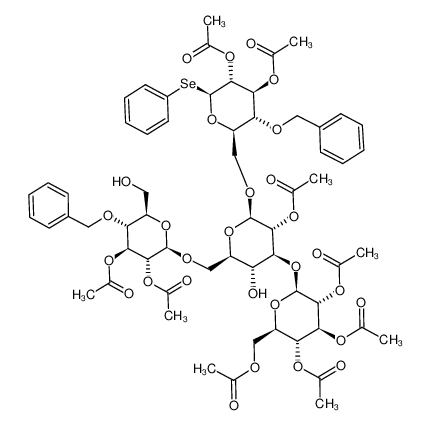 phenyl 4-O-benzyl-2,3-di-O-acetyl-6-{2'-O-acetyl-6'-O-(4'-O-benzyl-2',3'-di-O-acetyl-β-D-glucopyranosyl)-3'-(2'',3'',4'',6''-tetra-O-acetyl-β-D-glucopyranosyl)-β-D-glucopyranosyl}-β-D-selenoglucopyranoside_386235-74-1