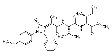 methyl ((E)-2-(1-(4-methoxyphenyl)-2-oxo-4-phenylazetidin-3-ylidene)propanoyl)-L-valyl-L-isoleucinate_387351-30-6