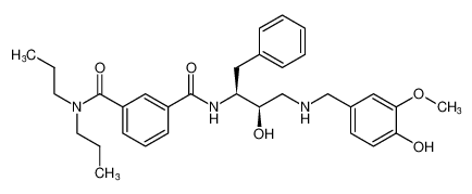 N1-((2S,3R)-3-hydroxy-4-((4-hydroxy-3-methoxybenzyl)amino)-1-phenylbutan-2-yl)-N3,N3-dipropylisophthalamide_388062-82-6