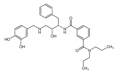 N1-{(1S,2R)-1-benzyl-3-[(3,4-dihydroxybenzyl)amino]-2-hydroxypropyl}-N3,N3-dipropylisophthalamide_388062-83-7