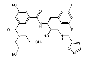 N1-{(1S,2R)-1-(3,5-difluorobenzyl)-2-hydroxy-3-[(5-isoxazolylmethyl)amino]propyl}-5-methyl-N3,N3-dipropylisophthalamide_388065-39-2