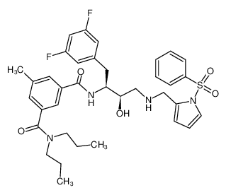 N1-[(1S,2R)-1-(3,5-difluorobenzyl)-2-hydroxy-3-({[1-(phenylsulfonyl)-1H-pyrrol-2-yl]methyl}amino)propyl]-5-methyl-N3,N3-dipropylisophthalamide_388065-93-8