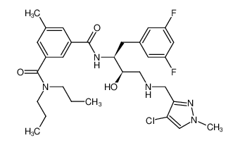 N1-[(1S,2R)-3-{[(4-chloro-1-methyl-1H-pyrazol-3-yl)methyl]amino}-1-(3,5-difluorobenzyl)-2-hydroxypropyl]-5-methyl-N3,N3-dipropylisophthalamide_388065-95-0