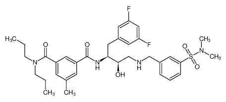 N1-((2S,3R)-1-(3,5-difluorophenyl)-4-((3-(N,N-dimethylsulfamoyl)benzyl)amino)-3-hydroxybutan-2-yl)-5-methyl-N3,N3-dipropylisophthalamide_388068-62-0