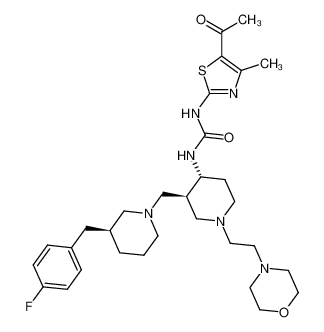1-(5-acetyl-4-methylthiazol-2-yl)-3-((3R,4R)-3-(((S)-3-(4-fluorobenzyl)piperidin-1-yl)methyl)-1-(2-morpholinoethyl)piperidin-4-yl)urea_388100-46-7