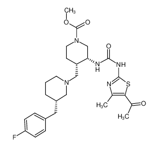 (3R,4S)-3-[3-(5-acetyl-4-methyl-thiazol-2-yl)-ureido]-4-[(S)-3-(4-fluoro-benzyl)-piperidin-1-ylmethyl]-piperidine-1-carboxylic acid methyl ester_388106-83-0