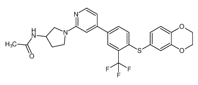 N-(1-(4-(4-((2,3-dihydrobenzo[b][1,4]dioxin-6-yl)thio)-3-(trifluoromethyl)phenyl)pyridin-2-yl)pyrrolidin-3-yl)acetamide_388118-32-9