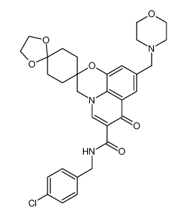 N-(4-chlorobenzyl)-9'-(morpholinomethyl)-7'-oxo-3'H,7'H-dispiro[[1,3]dioxolane-2,1'-cyclohexane-4',2'-[1,4]oxazino[2,3,4-ij]quinoline]-6'-carboxamide_389134-07-0