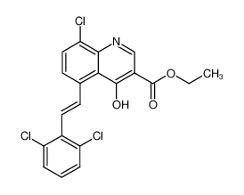 8-Chloro-5-[(E)-2-(2,6-dichloro-phenyl)-vinyl]-4-hydroxy-quinoline-3-carboxylic acid ethyl ester_38921-28-7