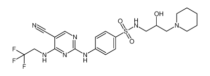 4-((5-cyano-4-((2,2,2-trifluoroethyl)amino)pyrimidin-2-yl)amino)-N-(2-hydroxy-3-(piperidin-1-yl)propyl)benzenesulfonamide_389605-67-8